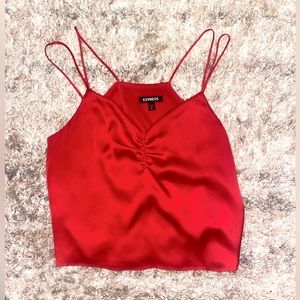 Express Women’s Red Satin Split Hem Back Tank Top